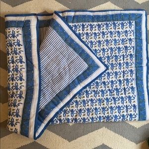 Roller Rabbit large blue monkey/stripe baby quilt